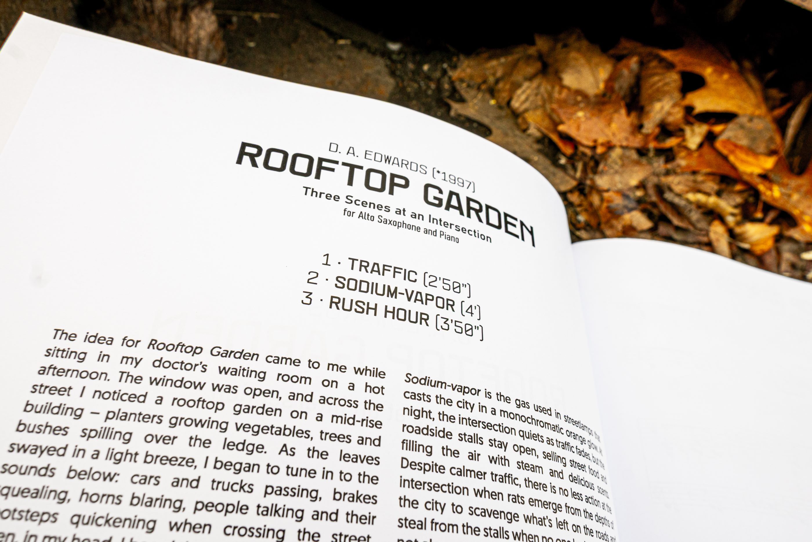 This edition contains the complete work with all three movements of Rooftop Garden